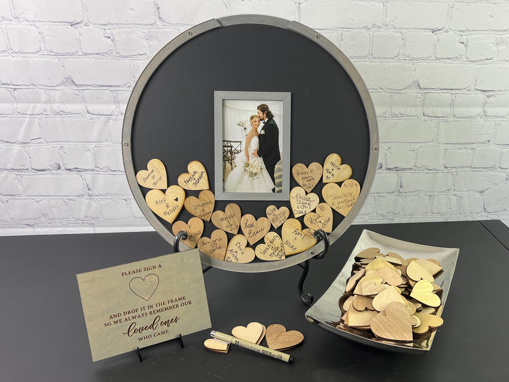 Chief Guest Frame Elegant Round Wedding Guest Book Frame with Photo Opening - Perfect Ke ...