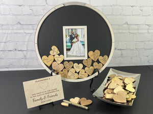 Elegant Round Wedding Guest Book Frame with Photo Opening - Perfect Keepsake for Your Special Day!