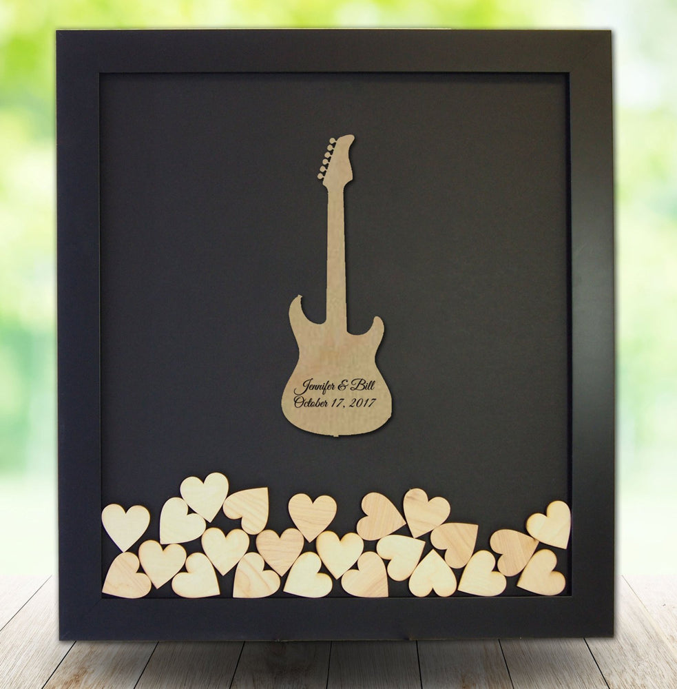 Drop Box Guest Book Frame with Electric Guitar Wooden Insert