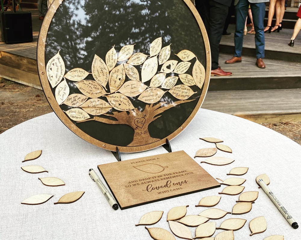 Round Wood Tree Frame  Drop Box Tree With Leaves – Meaningful Frames